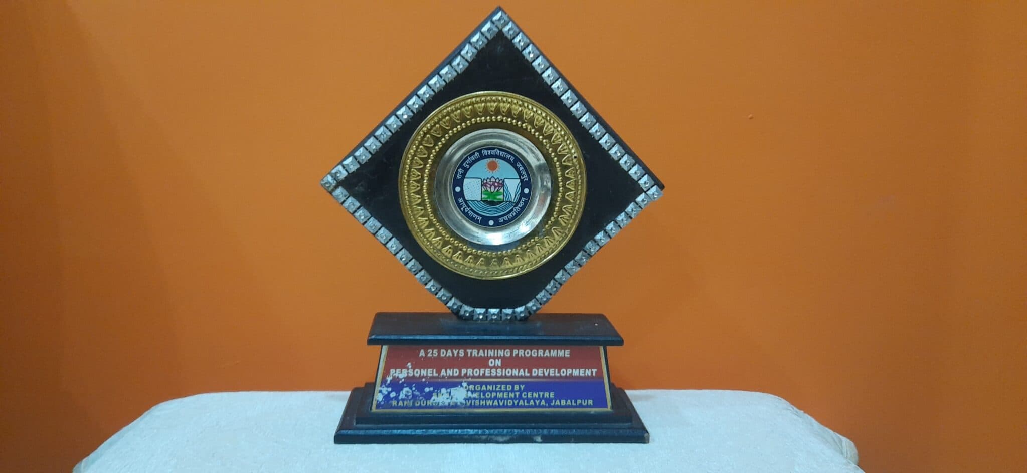Diamond-shaped award presented to Sanjay Choubey
